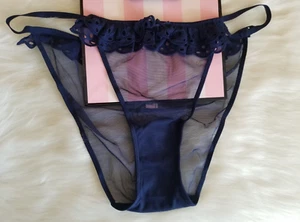 PANTY BIKINI VICTORIA'S SECRET XL DREAM ANGELS ENCAJE CUERDA AZUL MARINO NUEVO CON ETIQUETAS - Imagen 1 de 11