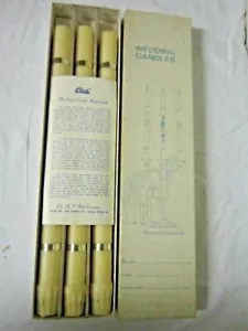 Vintage 1950's Root 13" Bees Wax Wedding Candles in Original Cream Color Box - Picture 1 of 11
