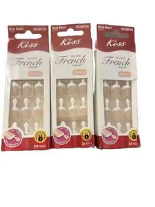 KISS Salon French Real Short Length Glue-On Nails DGSF02~ 3 Pack - Picture 1 of 1