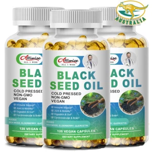3x Black Seed Oil Capsules Premium Cold Pressed Joint Support Strong Antioxidant - Picture 1 of 6