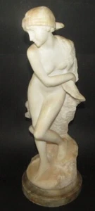 A. DEL PERUGIA SCULPTURE ALBATRE baigneuse 1930 ALABASTER FEMALE sculpture 46cm - Foto 1 di 8