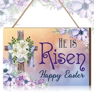 Easter Signs Easter Door Decorations Religious He Is Risen Decor Easter Decor... - Picture 1 of 7