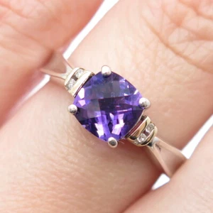 ALWAND VAHAN 14K Gold & 925 Sterling Silver Real Diamond Amethyst Ring Size 7 - Picture 1 of 8