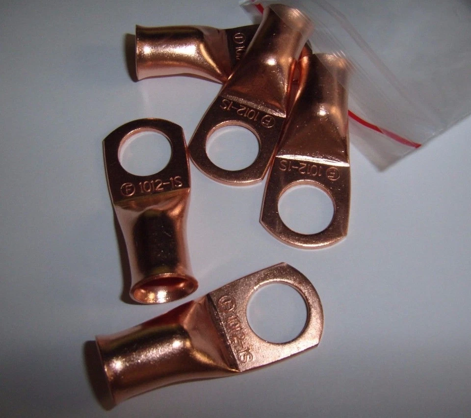 (4) Wire Ring Terminal Copper 1/0 AWG Gauge 1/2" Connectors Car Audio Terminals - Image 1 of 1