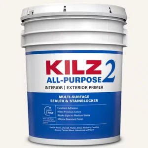 KILZ 2 ALL PURPOSE 5 Gal. Primer & Sealer White Interior/Exterior Multi-Surface - Picture 1 of 9