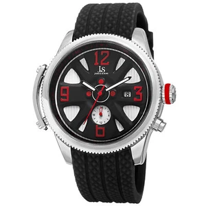 Men's Joshua & Sons JX101SSB Two Time Zone Date Polyurethane Strap Quartz Watch - Picture 1 of 4