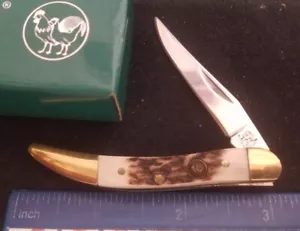 Hen & Rooster Bertram Cutlery 961-DS Tiny Toothpick Knife, Stag Handles & - Picture 1 of 5