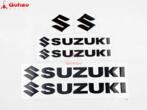 6x 3D Chromed Black Fuel Tank Fairing Emblem Badge Decal for GSXR Motorcycles - Picture 1 of 3