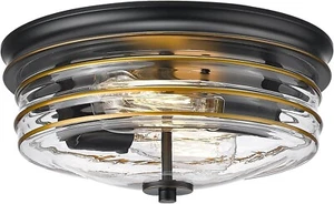 Flush Mount Ceiling Light with Clear Glass Shade, 2-Light Indoor Outdoor Farm... - Picture 1 of 6