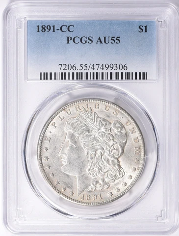 1891-CC  Morgan Silver Dollar - PCGS AU-55 - Almost Uncirculated Cover