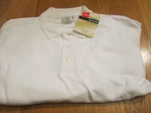 Men Golf Shirt Hanes Long Sleeve XL White 3 Pc Cotton Comfort Soft Fabric - Picture 1 of 4
