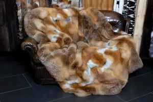 1405 European Red Fox Fur Throw Genuine Pelt Cover Real Fur Blanket Fox Throw - Picture 1 of 9