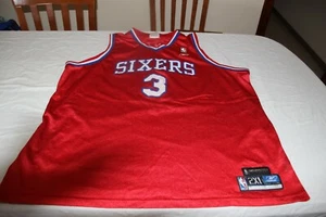 Vintage NBA Basketball Jersey Philadelphia 76ers Reebok Size 2XL No. 3 Iverson - Picture 1 of 6