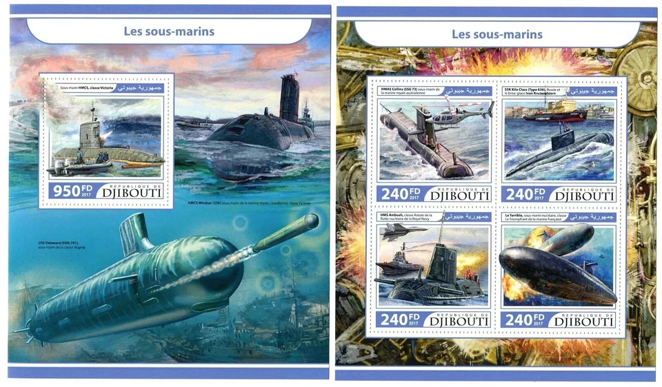 Submarines / Marine Transport / Ocean Ships - Djibouti - 2017 - MNH** SN. - Image 1 of 1