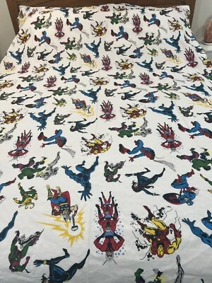 Cómic de superhéroes Marvel Pottery Barn Kids 100 % algodón orgánico hoja plana doble Foto 1 de 4