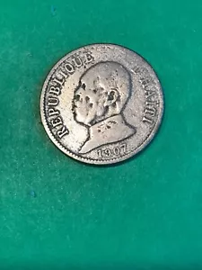 1907 Haiti 20 cents coin 20 centimes Circulated Ungraded - Picture 1 of 11