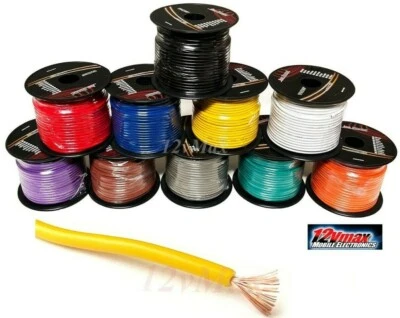 12VMAX 14 GAUGE PRIMARY WIRE 10 PACK 14 GAUGE 100FT SPOOLS COPPER CLAD REMOTE POWER WIRE CABLE PRIMARY AUTO