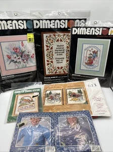 Vintage Lot 7 Cross Stitch & Crewel Kit Lot - Dimensions, Creative Circle - Bild 1 von 24