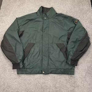 Dryjoys Golf Jacket Mens Medium Green Houndstooth Footjoy Full Zip Windbreaker - Picture 1 of 14