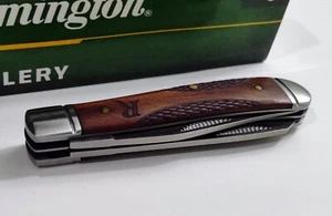 REMINGTON CHECKERED GRIP TRAPPER HUNTING POCKET KNIFE !!! - Picture 1 of 6