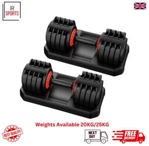 Adjustable Dumbbell 20/25 kg Home Gym Adjustable Hand Dumbbells Exercise Fitness - Picture 1 of 5