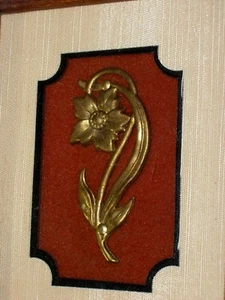 Bellissima decorazione da parete floreale vintage ottone metallo incorniciata Kramer CO Chicago - Foto 1 di 10