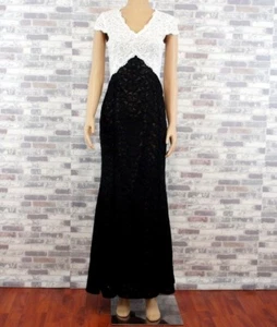 CALVIN KLEIN DAMEN BALL ABEND FEST KLEID SPITZE SCHWARZ WEISS 34 36 NEU 299 USD - Bild 1 von 11