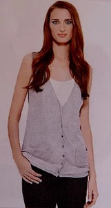 NWOT Eileen Fisher sz PL V-Neck Linen Gray Vest - Picture 1 of 6
