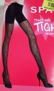 Spanx Sz C Black High Waisted Tight-End Tights Heart to Heart semi-sheer shaping - Picture 1 of 7