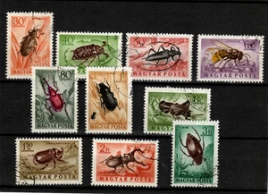 HUNGARY - 1954.AIR/Various Beetles/Insects  Cpl.Set USED! Mi 1354-1363 - Picture 1 of 1