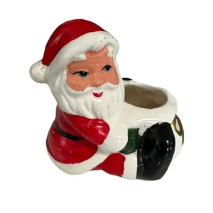 Vintage Santa Candle Holder Planter Etc Size Small Christmas  - Picture 1 of 4