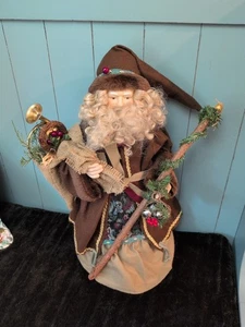 Obo Lg. Vtg Santa Father Christmas Statue Brown Robe Shabby Northwood 24" Tree - Picture 1 of 8