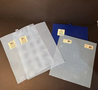 Lot of 4 blue Darice Plastic Canvas Mesh 7 size Embroidery  - Image 1 of 4