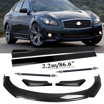 For INFINITI M37 Sedan Front Bumper Lip Spoiler Side Skirt Rear Lip Glossy Black - Imagem 1 de 4