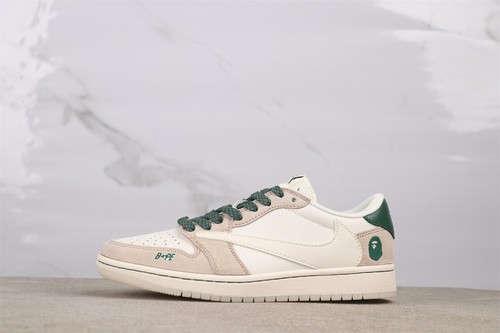 JORDAN Sneakers unisex moda AJ1 retrò basse Travis Scott grigio verde nero