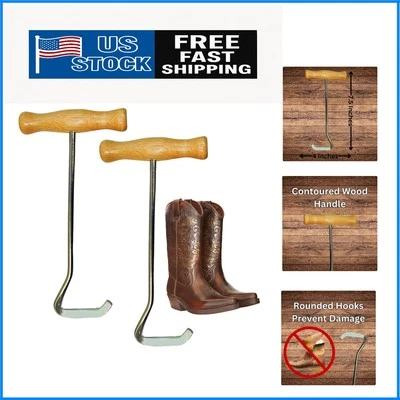 Crafted Wooden Boot Puller with Polished Chrome Hooks - Perfect for Cowboy Boots - Image 1 of 4