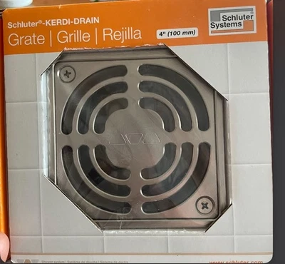Nueva rejilla de drenaje Schluter Kerdi 4 pulgadas Rejilla de níquel cepillado KD4GRKATGB Foto 1 de 3