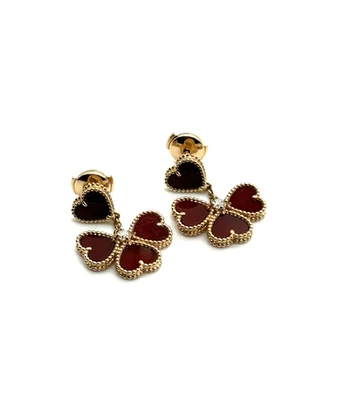 Pendientes Van Cleef & Arpels Sweet Hearts oro rosa 18K, cornalina, diamante Foto 1 de 4