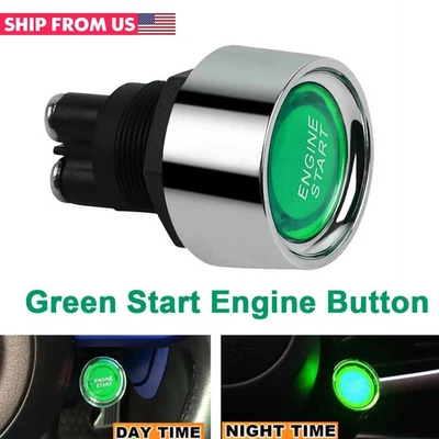 Universal 12V Car Illuminated Engine Start Switch Push Button Race Starter Green - Image 1 of 4