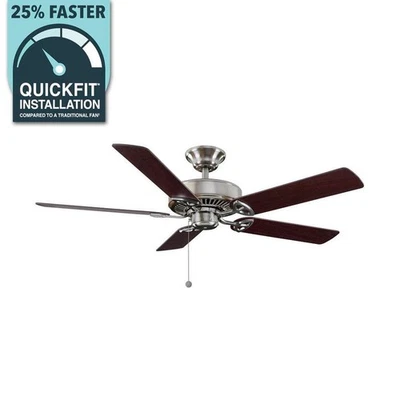 Hampton Bay Farmington 52 in. Indoor Brushed Nickel Ceiling Fan - Image 1 of 4