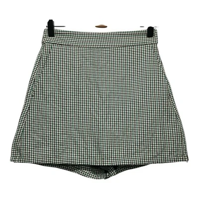 Mini Skort ZARA Cintura Alta Gingham Cuadros Talla XS Verde-Negro Blogger Favorito Foto 1 de 4