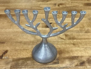 Menorá ceremonial de metal macizo color plata 8 1/2 pulgadas decoración de árbol - Imagen 1 de 8
