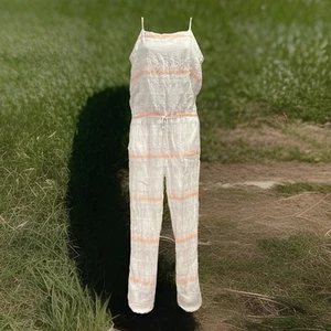 Ralph Lauren Jumpsuit Romper Girls 16 Cotton Pastel Stripe Sleeveless Beach - Picture 1 of 16
