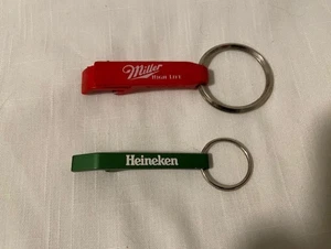 Miller and Heineken Beer Bottle Opener Keychain Key Ring - Picture 1 of 8