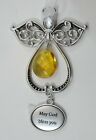 5JD May God bless you message charm Angel Ornament yellow bead ganz