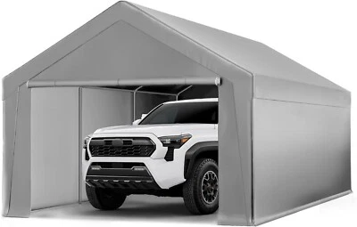 ECOLINEAR 10'x20' Carport w/2 Sidewalls&2 Doors,Heavy Duty Canopy Party Tent Shed Garage