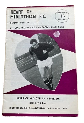Heart of Midlothian  v  Morton.  Football Programme 16/8/69 - Image 1 of 4