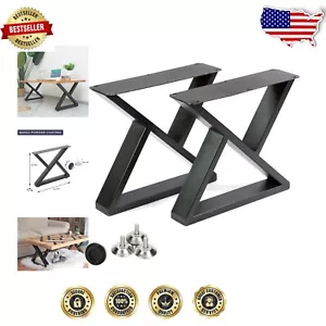 Modern 16" Metal Desk Legs with Triangle Shape – Set of 2 for DIY Projects - Picture 1 of 11