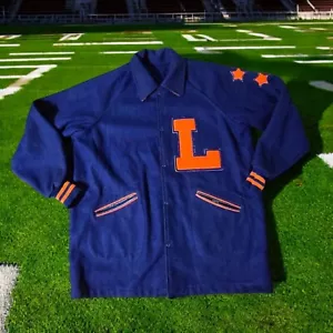 Vtg Speedline Blue Orange Wool Letterman Jacket "L" Patch Mens XL Varsity Coat - Picture 1 of 14