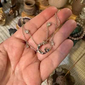 Star & Moon CZ Sterling Silver Anklet Ankle Bracelet - Picture 1 of 4